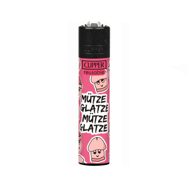 Clipper Feuerzeug Motiv Mütze Glatze