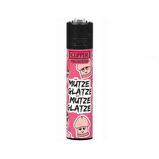 Clipper Feuerzeug Motiv Mütze Glatze