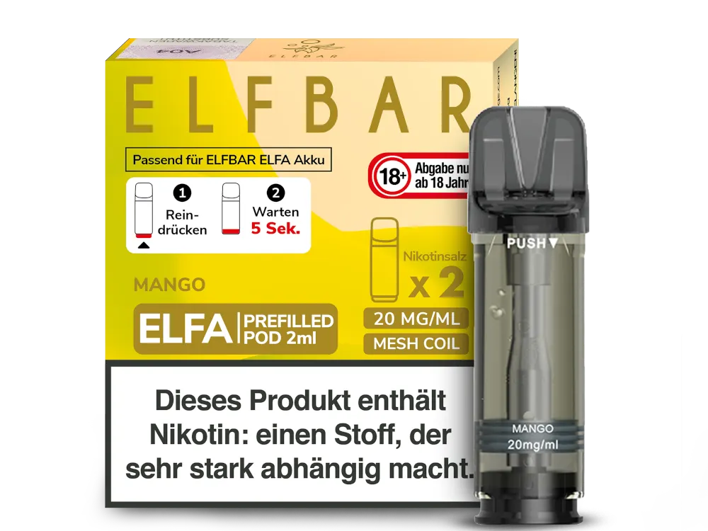 Elfbar Elfa Mango 2ml Prefilled Pod (2 Stück pro Packung) 20mg/ml Nikotinsalz