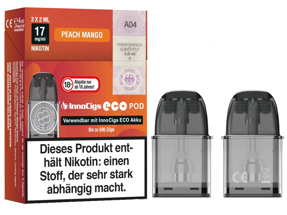 Innocigs Peach Mango 2ml Prefilled Pod Nikotinstärke 17mg/ml