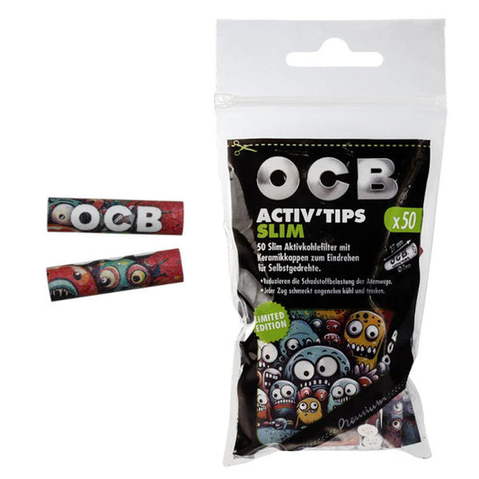OCB Aktiv Tips Slim Limited Edition bunt Durchmesser 7mm im 50er Beutel